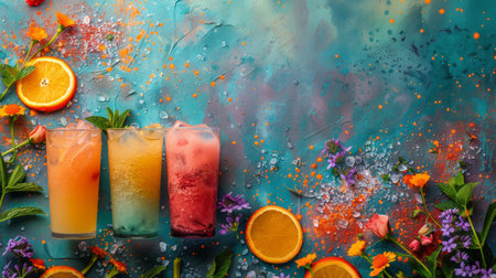 A group of oranges sitting next to each other on a table, showing their vibrant colors and round shapes.の素材