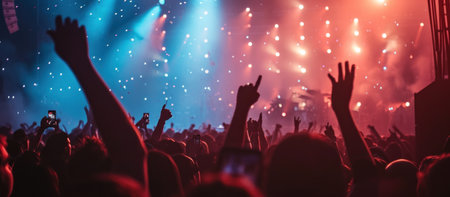 a crowd at a concert with lights.の素材