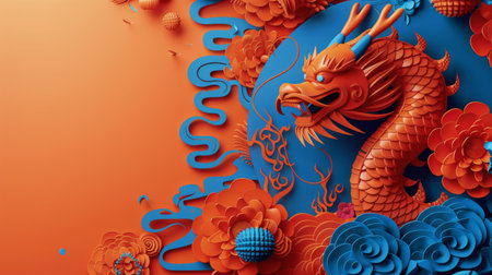 A dragon statues rests atop a body of water, seemingly floating on its surface.の素材