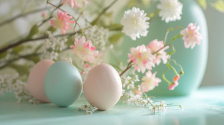 easter egg basket surround on bright pink background in slow motion.の素材