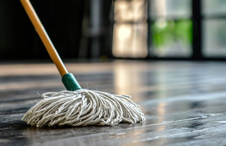 a mop on the floor.の素材