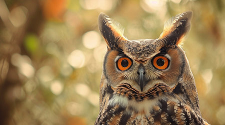 horned owl in nature.の素材