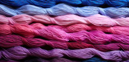 colored threads of different colors.の素材