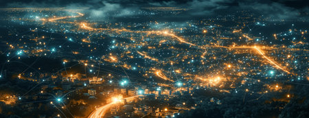 a city in connection with a network.の素材