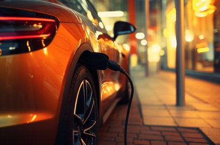 a car being plugged in at a station.の素材