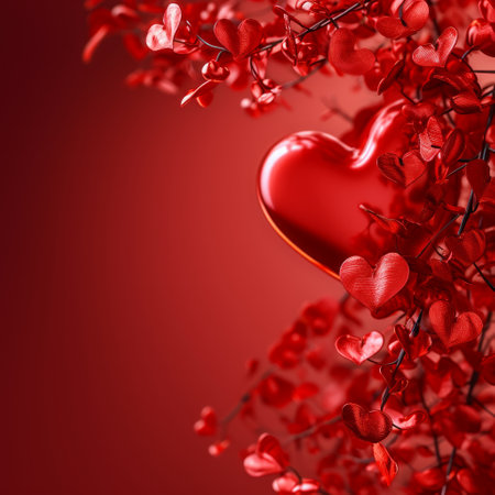 red Valentine's day background with copy space.の素材