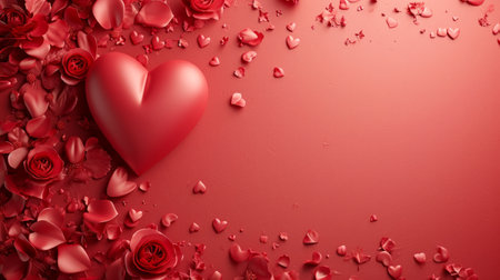 red Valentine's day background with copy space.の素材