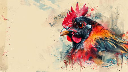 vivid farm chicken background with copy space.の素材