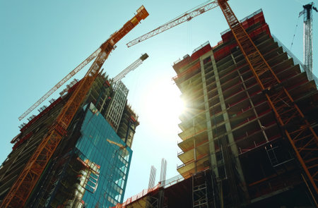 a highrise building is being planned construction.の素材