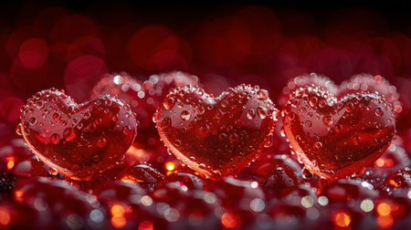 Multiple ripe strawberries arranged neatly on a wooden table.の素材