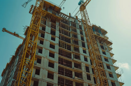 a highrise building is being planned construction.の素材