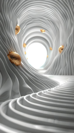 Black and white spiral design resembling a hypnotic pattern, with intricate details and geometric shapes.の素材