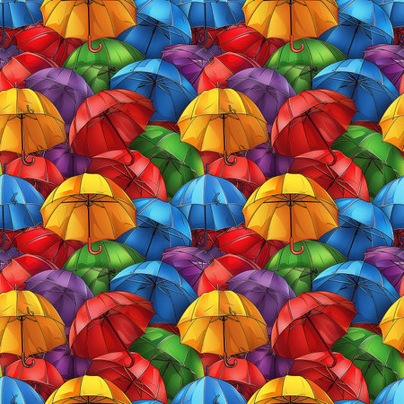 Many vibrant umbrellas soar above, creating a colorful spectacle in the sky.の素材