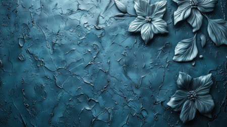 Detailed view of a blue wall featuring a unique pattern, showing intricate design and craftsmanship.の素材