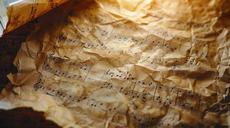 A piece of paper covered in musical notes.の素材