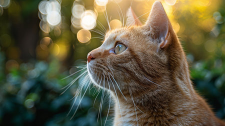 A close-up view of a cat, with the background intentionally blurred to emphasize the feline subject.の素材