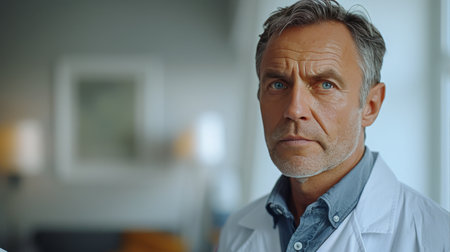 A man in medical scrubs stands with arms crossed, wearing a stethoscope around his neck.の素材