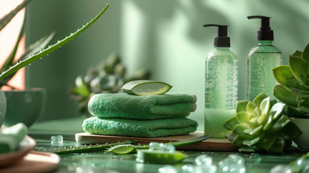 A green plant is placed in a bowl on a kitchen counter.の素材