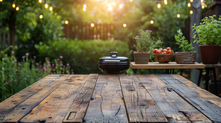 A grill showcasing various food items cooking, including meat, vegetables, and seafood under the heat of the flames.の素材
