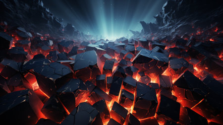 A crowded room filled with numerous black boxes arranged in a grid-like pattern.の素材