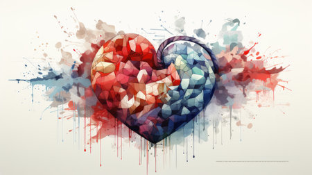 Heart shape created with a variety of colors and shapes, showing diversity and creativity.の素材