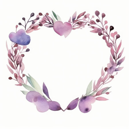 Heart shaped frame filled with a variety of colorful flowers and lush green leaves, creating a nature-inspired decoration.の素材