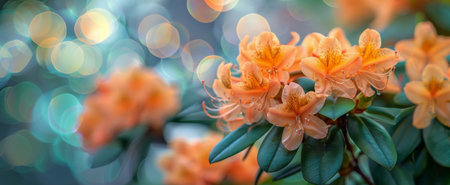 Detailed view of vibrant orange flowers with blurred bokeh background.の素材