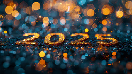 A digital background featuring the number 2025 in white font on a colored background.の素材