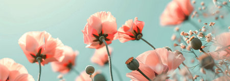 A cluster of pink flowers blooming among green grass in a natural setting.の素材