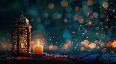 A single lit candle sitting on top of a wooden table, casting a warm glow in the room.の素材