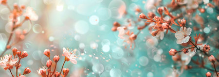 A detailed view of a flower blooming on a tree branch, showing its vibrant colors and delicate petals.の素材