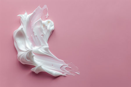 A vibrant pink background serves as the backdrop for a dollop of fluffy whipped cream in this simple and colorful composition.の素材