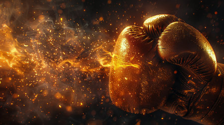 Two boxing gloves engulfed in flames.の素材