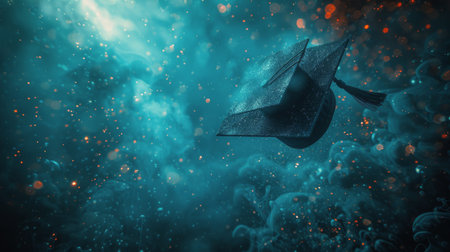 A spaceship soars through the sky in a scene reminiscent of the Star Wars franchise.の素材