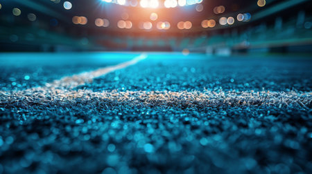 A stadium filled with bright lights illuminating the entire space during a nighttime event.の素材
