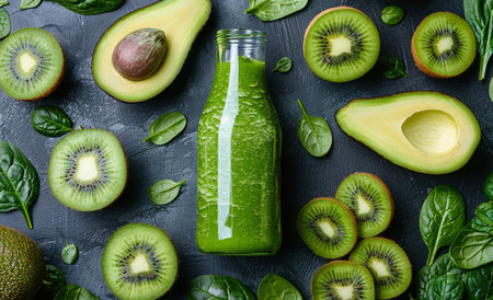 avocado, kiwi, and spinach.の素材