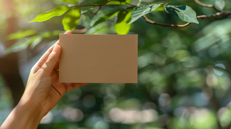 A person holding a piece of paper in their hand, displaying written information.の素材