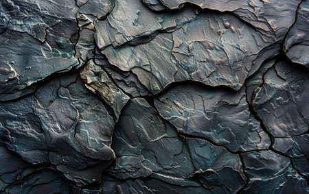 A close-up of a rough, gray rock formation with visible cracks and fissures.の素材
