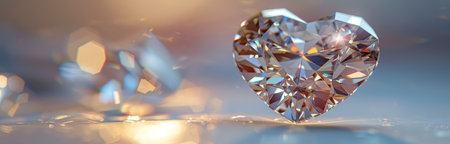 A close-up image of a heart-shaped diamond with a blurred background.の素材