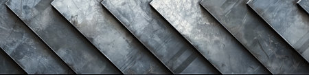 A close-up shot of diagonal metallic stripes with a textured, abstract gray pattern.の素材