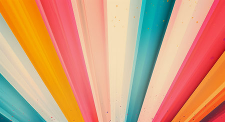 A digital illustration of colorful, curved stripes with a watercolor effect. The background is a light beige color.の素材