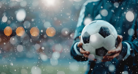 A man with stubble and short, dark hair wears a dark blue shirt and smiles at the camera. The background is out of focus, with bright lights reflecting off of a blurry crowd.の素材