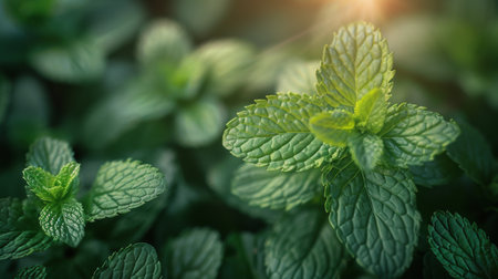 A detailed view of the vibrant green leaves of a plant, showing its intricate patterns and textures.の素材