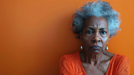 A woman with a surprised look on her face, her eyes wide open and mouth slightly agape. She appears shocked or started by something unexpected.の素材