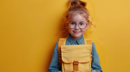 A young girl wearing glasses is holding a tall stack of books in her arms.の素材
