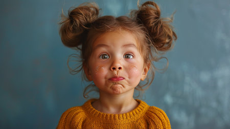 A young girl stands with her eyes closed, embracing a moment of stillness and reflection.の素材