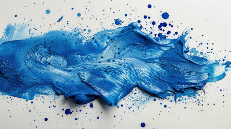 A painting featuring blue and white colors set against a white background.の素材