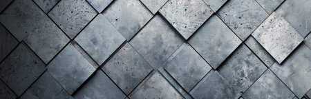 Various gray concrete tiles with distinct textures are arranged in a geometric pattern, showing a modern and minimalist aesthetic suitable for interior design or architectural purposes.の素材