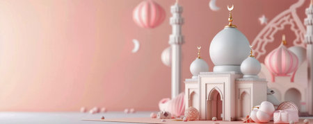 A collection of pastel-colored sweets, including cupcakes and candies, is arranged alongside a decorative lantern. The background features soft glowing lights, creating a whimsical, enchanting atmosphere.の素材