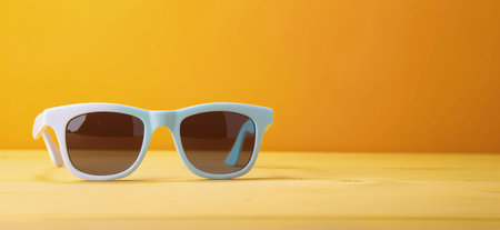 Two vibrant pineapples wearing stylish sunglasses sit alongside a fresh lemon against a cheerful yellow backdrop, creating a playful and lively atmosphere perfect for summer vibes.の素材